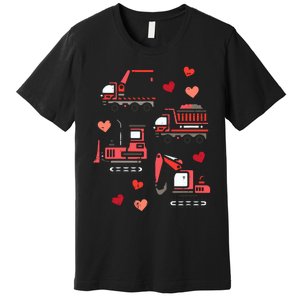 Valentines Day Construction Trucks Funny Premium T-Shirt