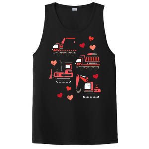 Valentines Day Construction Trucks Funny PosiCharge Competitor Tank