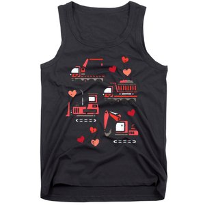 Valentines Day Construction Trucks Funny Tank Top