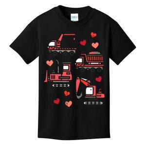 Valentines Day Construction Trucks Funny Kids T-Shirt