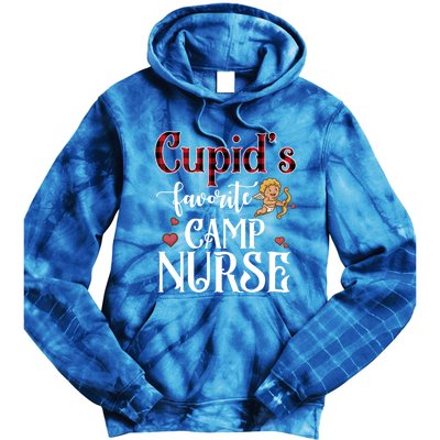 Valentine Day Cupid Favorite Camp Nurse Buffalo Plaid Gift Tie Dye Hoodie