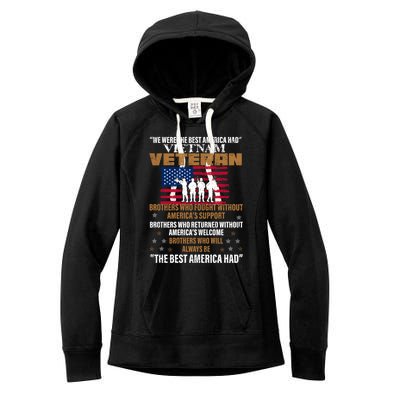 Veterans Day Cute Gift Vietnam Veteran The Best America Had Gift Women's Fleece Hoodie