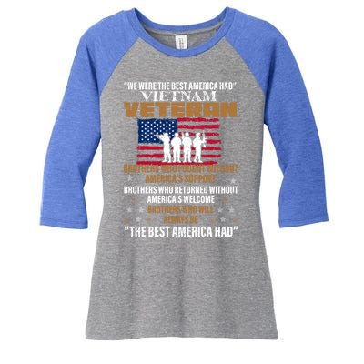 Veterans Day Cute Gift Vietnam Veteran The Best America Had Gift Women's Tri-Blend 3/4-Sleeve Raglan Shirt