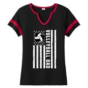 Volleyball Dad Coach Retro American Flag Gift For A Dad Gift Ladies Halftime Notch Neck Tee