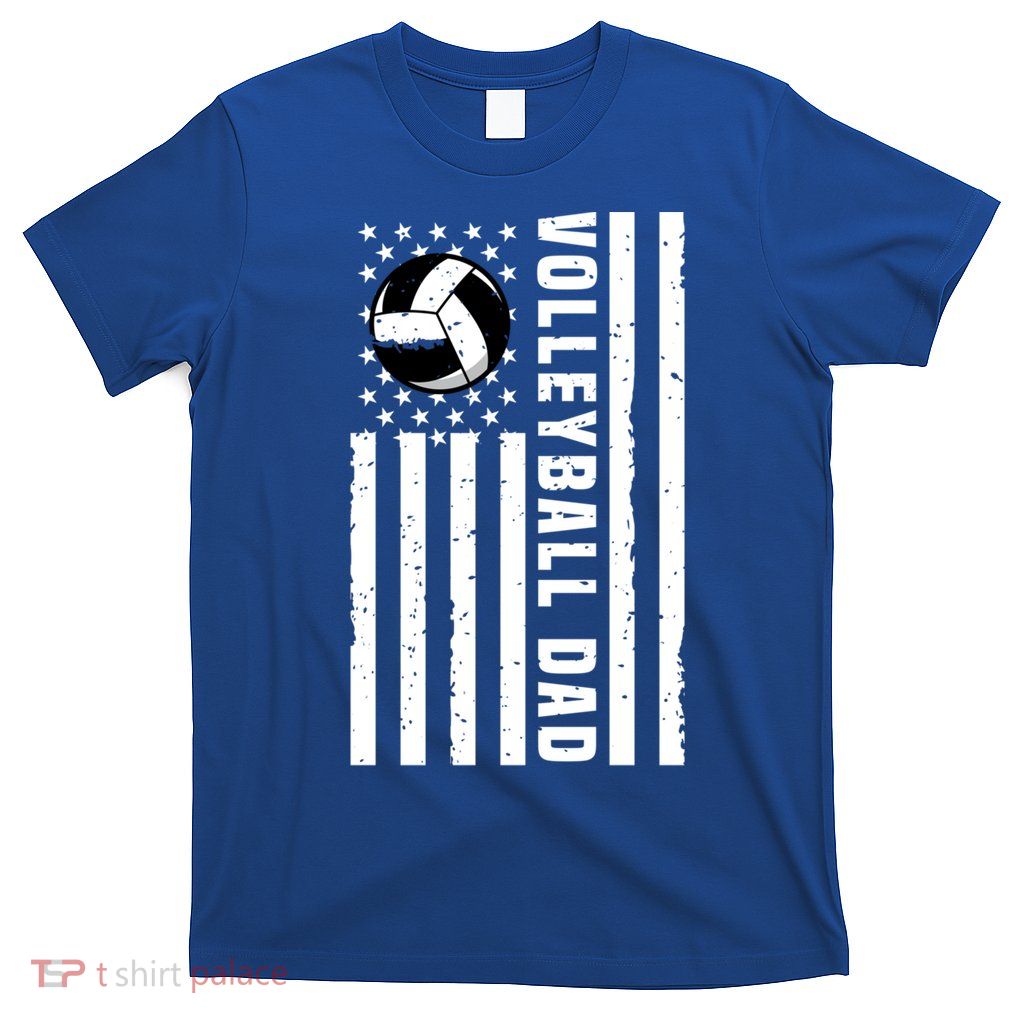 Volleyball Dad Coach Retro American Flag Gift For A Dad Gift T-Shirt
