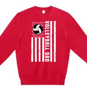 Volleyball Dad Coach Retro American Flag Gift For A Dad Gift Premium Crewneck Sweatshirt