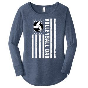 Volleyball Dad Coach Retro American Flag Gift For A Dad Gift Women's Perfect Tri Tunic Long Sleeve Shirt