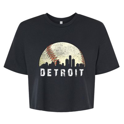 Vintage Detroit Cityscape Baseball Lover Bella+Canvas Jersey Crop Tee