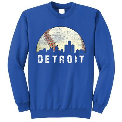 Vintage Detroit Cityscape Baseball Lover Sweatshirt