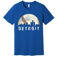 Vintage Detroit Cityscape Baseball Lover Premium T-Shirt