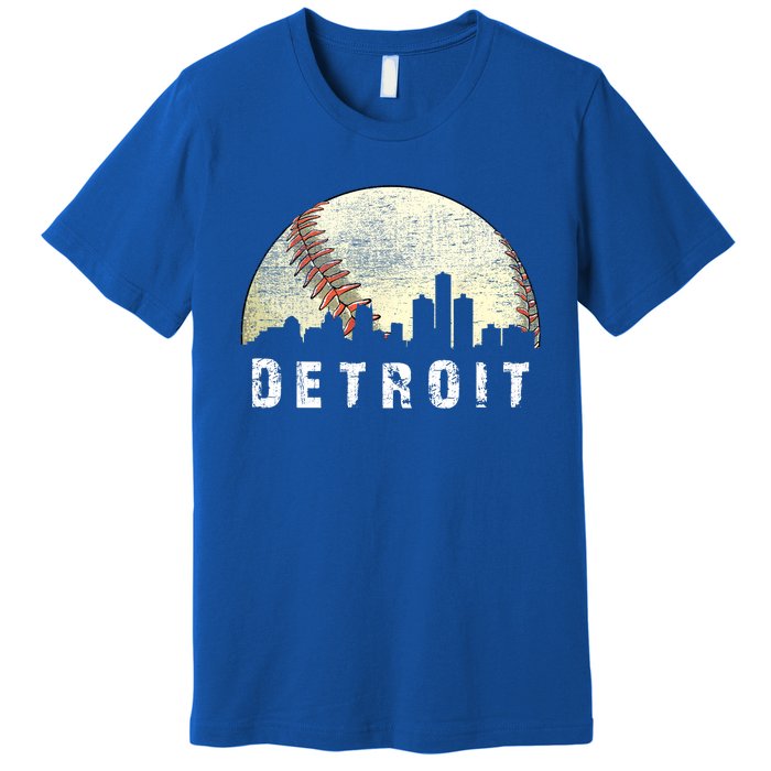 Vintage Detroit Cityscape Baseball Lover Premium T-Shirt