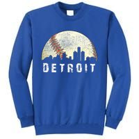 Vintage Detroit Cityscape Baseball Lover Tall Sweatshirt