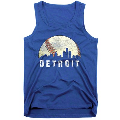 Vintage Detroit Cityscape Baseball Lover Tank Top