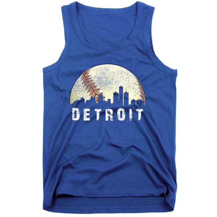 Vintage Detroit Cityscape Baseball Lover Tank Top