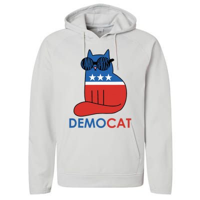 Vote Democat Cat Democrat Liberal Cat Lover Funny Performance Fleece Hoodie