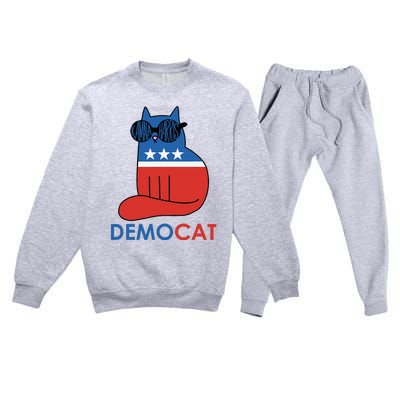 Vote Democat Cat Democrat Liberal Cat Lover Funny Premium Crewneck Sweatsuit Set