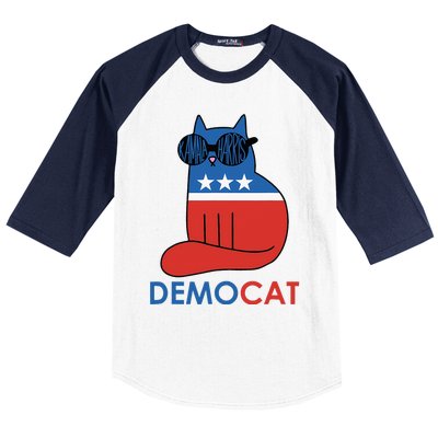 Vote Democat Cat Democrat Liberal Cat Lover Funny Baseball Sleeve Shirt