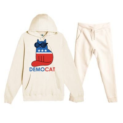 Vote Democat Cat Democrat Liberal Cat Lover Funny Premium Hooded Sweatsuit Set