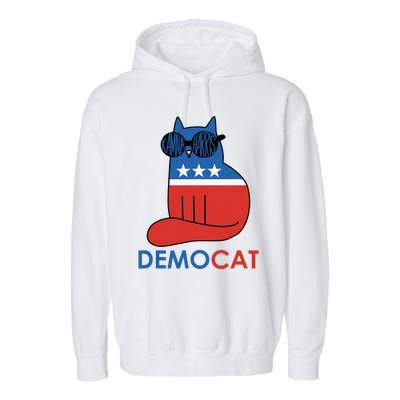 Vote Democat Cat Democrat Liberal Cat Lover Funny Garment-Dyed Fleece Hoodie