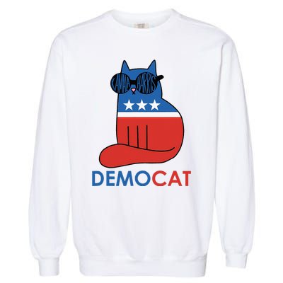 Vote Democat Cat Democrat Liberal Cat Lover Funny Garment-Dyed Sweatshirt