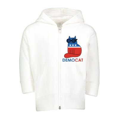 Vote Democat Cat Democrat Liberal Cat Lover Funny Toddler Zip Fleece Hoodie