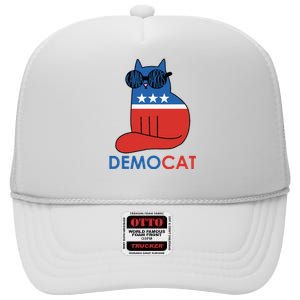 Vote Democat Cat Democrat Liberal Cat Lover Funny High Crown Mesh Back Trucker Hat