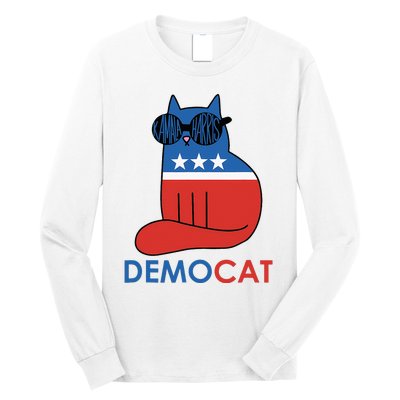 Vote Democat Cat Democrat Liberal Cat Lover Funny Long Sleeve Shirt