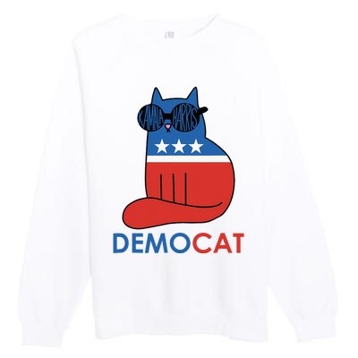 Vote Democat Cat Democrat Liberal Cat Lover Funny Premium Crewneck Sweatshirt