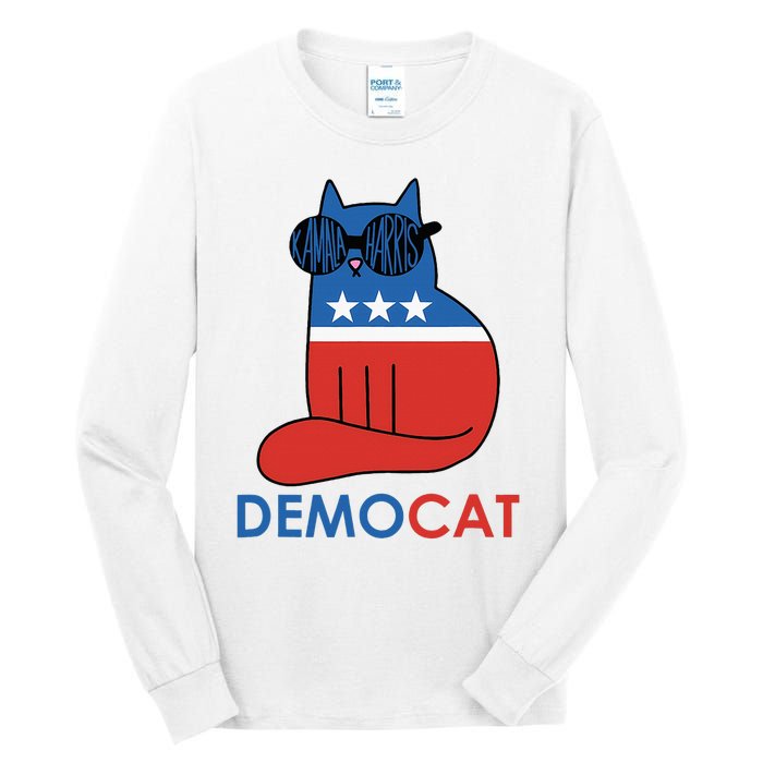 Vote Democat Cat Democrat Liberal Cat Lover Funny Tall Long Sleeve T-Shirt