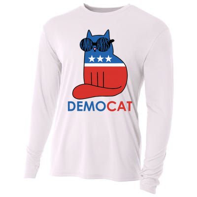 Vote Democat Cat Democrat Liberal Cat Lover Funny Cooling Performance Long Sleeve Crew