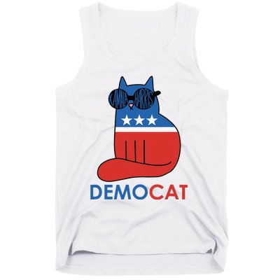 Vote Democat Cat Democrat Liberal Cat Lover Funny Tank Top