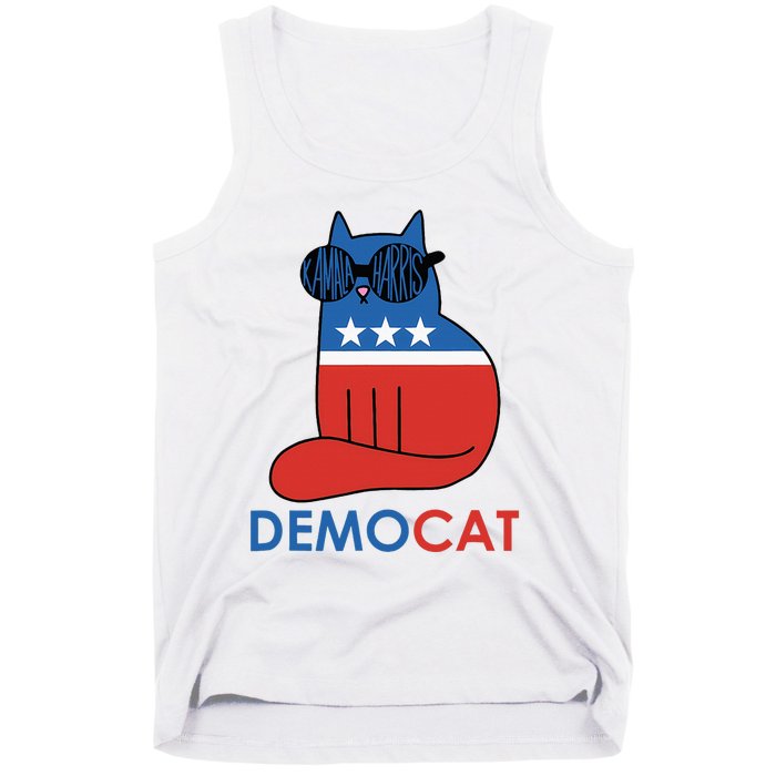 Vote Democat Cat Democrat Liberal Cat Lover Funny Tank Top