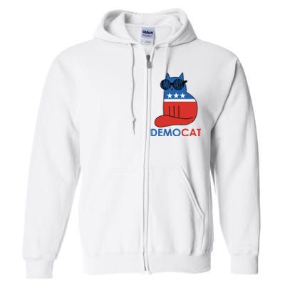 Vote Democat Cat Democrat Liberal Cat Lover Funny Full Zip Hoodie