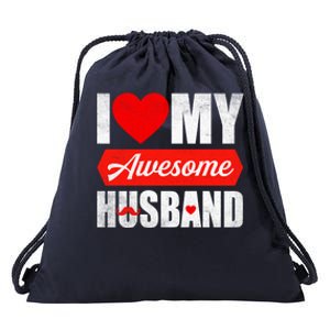 Valentines Day Couple I Love My Awesome Husband Funny Gift Drawstring Bag