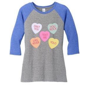 Valentine's Day Conversation Hearts Funny Valentine's Day Gift Women's Tri-Blend 3/4-Sleeve Raglan Shirt