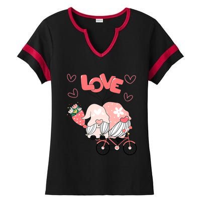 Valentines Day Cute Love Heart Gnome Leopard Cheetah Print Great Gift Ladies Halftime Notch Neck Tee