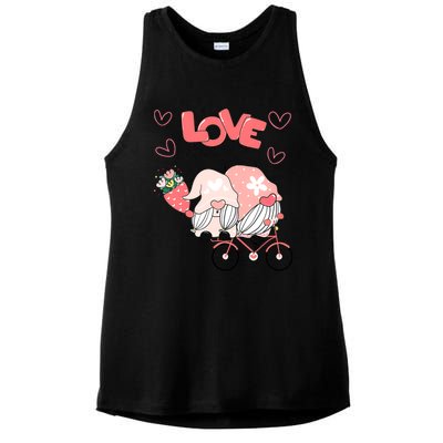 Valentines Day Cute Love Heart Gnome Leopard Cheetah Print Great Gift Ladies PosiCharge Tri-Blend Wicking Tank