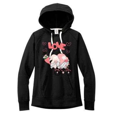 Valentines Day Cute Love Heart Gnome Leopard Cheetah Print Great Gift Women's Fleece Hoodie