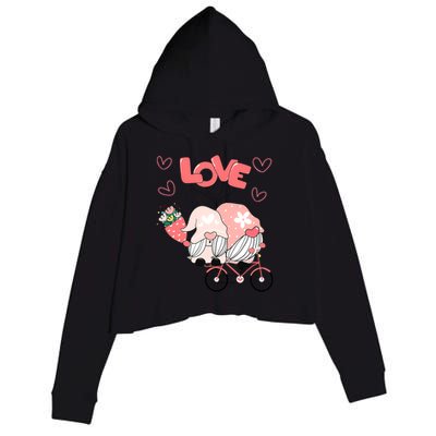 Valentines Day Cute Love Heart Gnome Leopard Cheetah Print Great Gift Crop Fleece Hoodie