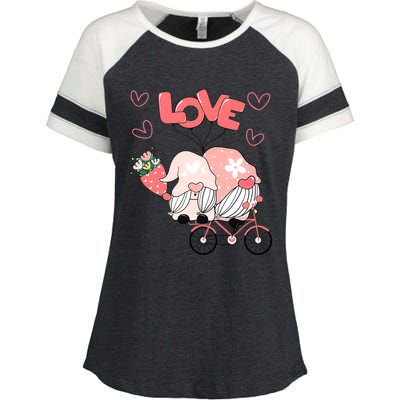 Valentines Day Cute Love Heart Gnome Leopard Cheetah Print Great Gift Enza Ladies Jersey Colorblock Tee