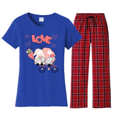 Valentines Day Cute Love Heart Gnome Leopard Cheetah Print Great Gift Women's Flannel Pajama Set