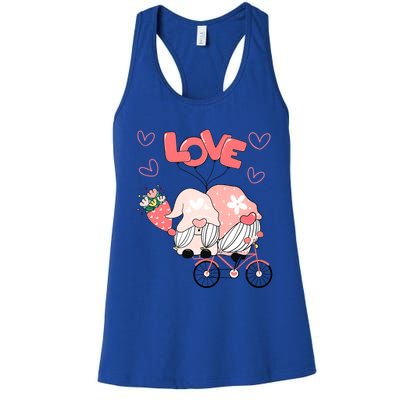 Valentines Day Cute Love Heart Gnome Leopard Cheetah Print Great Gift Women's Racerback Tank