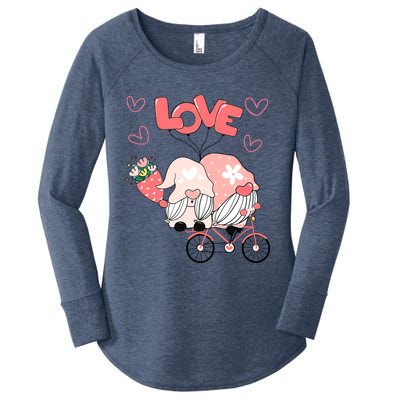 Valentines Day Cute Love Heart Gnome Leopard Cheetah Print Great Gift Women's Perfect Tri Tunic Long Sleeve Shirt