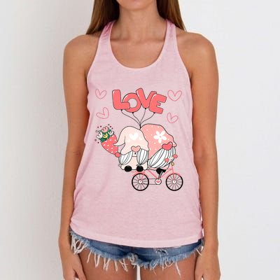 Valentines Day Cute Love Heart Gnome Leopard Cheetah Print Great Gift Women's Knotted Racerback Tank