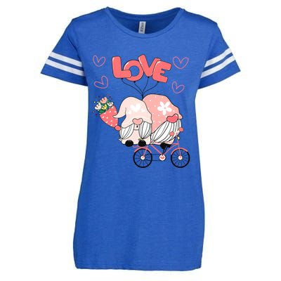 Valentines Day Cute Love Heart Gnome Leopard Cheetah Print Great Gift Enza Ladies Jersey Football T-Shirt