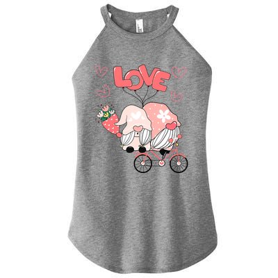 Valentines Day Cute Love Heart Gnome Leopard Cheetah Print Great Gift Women's Perfect Tri Rocker Tank