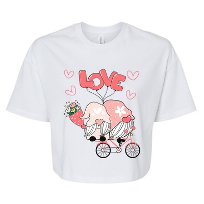 Valentines Day Cute Love Heart Gnome Leopard Cheetah Print Great Gift Bella+Canvas Jersey Crop Tee