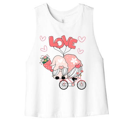 Valentines Day Cute Love Heart Gnome Leopard Cheetah Print Great Gift Women's Racerback Cropped Tank