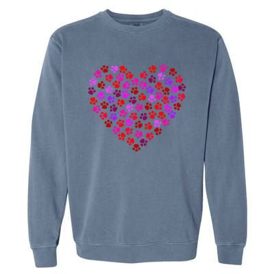 Valentines Day Cat & Dog Paws Garment-Dyed Sweatshirt