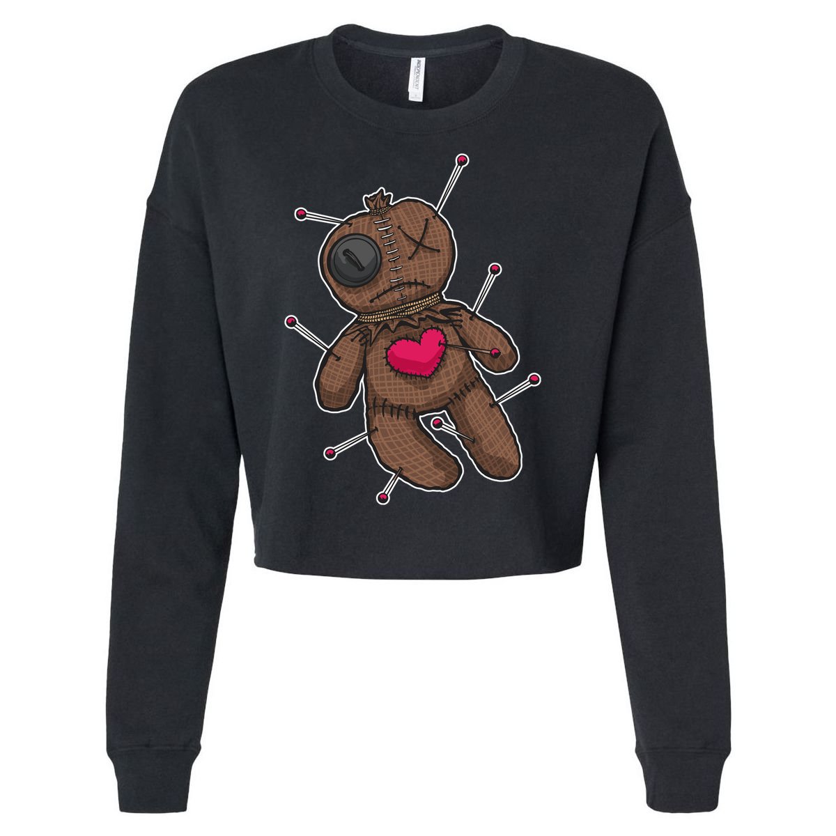 VooDoo Doll Cartoon Cropped Pullover Crew